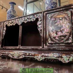 Sập gụ tủ chè gỗ gụ khảm liên chi - Bách Điểu Triều Phụng - Hàng cao cấp đang được trưng bày tại Dogoquoccuong