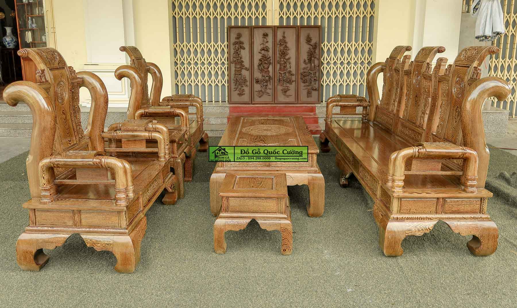 Bộ bàn ghế tần hộp gỗ mun